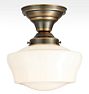 Rose City 3-1/4" Fitter Semi-Flush Mount, Burnished Antique - Opal Ogee Schoolhouse Shade