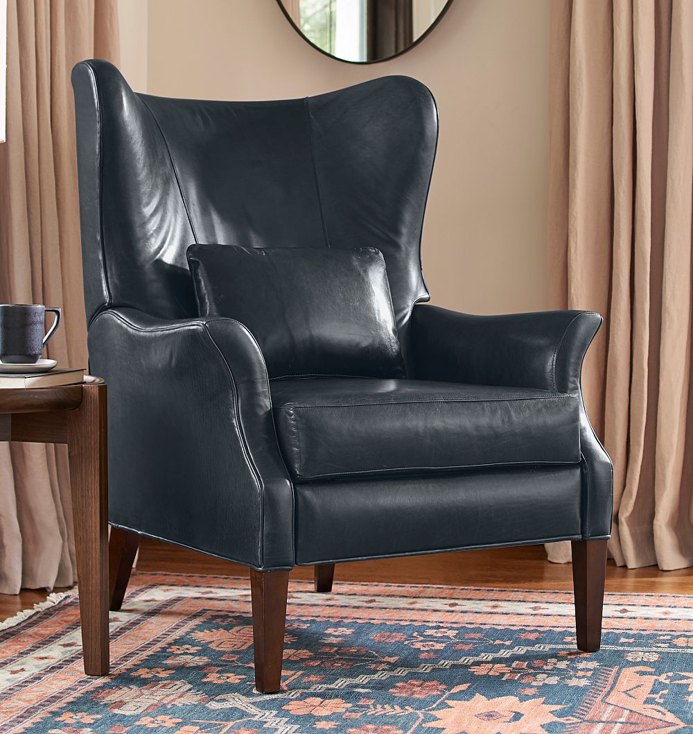 Clinton Modern Wingback Leather Recliner Chair by Rejuvenation