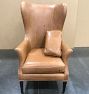 Open Box: Clinton Modern Wingback Leather Chair without Nailheads - Copeland Leather, Cider