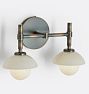 Greenwich Double Sconce, Burnished Antique - Opal Glass Bowl Shade