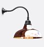 Carson Gooseneck Sconce, 20" Polished Copper Deep Dome Shade - 18" Projection - No Bulb Guard