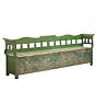 Vintage Traditional Hungarian Pine Box Green Painted Storage Bench