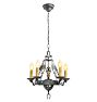 Vintage Romance Revival Hammered Cast Iron 5 Light Chandelier