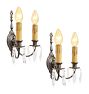 Vintage Colonial Revival Double Sconce with Shield Backplate Set of 2