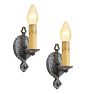 Vintage Spanish Revival Etched Motif Sconce Set of 2