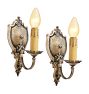 Vintage Classical Revival Sheild Backplate Sconce Set of 2