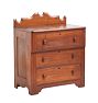 Vintage Traditional 19th Century Petite 3 Drawer Dresser with Backsplash