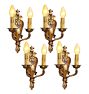 Vintage Romance Revival Botanical Motifs Double Sconces Set of 4