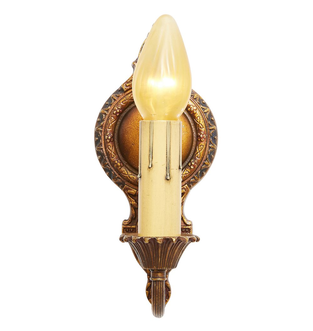 Vintage Classical Revival Cast Bronze Painted Sconce Set of 2 by Rejuvenation