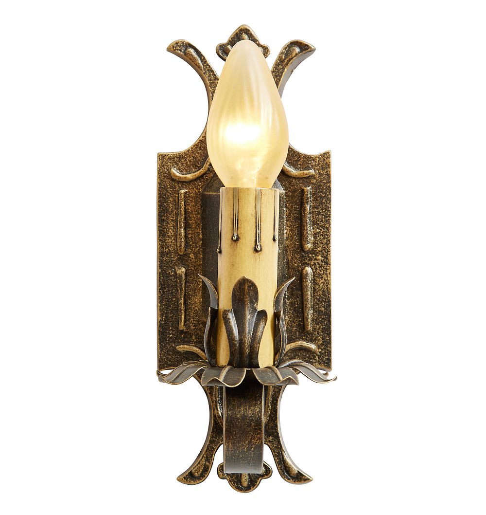 Vintage Romance Revival Floral Motif and Sheild Backplate Sconce by Rejuvenation