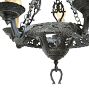 Vintage Romance Revival Hammered Cast Iron 5 Light Chandelier