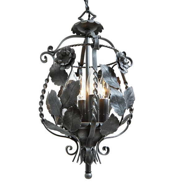 Vintage Romance Revival Ornate Wrought Iron Floral Motif 4 Light Chandelier by Rejuvenation