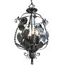 Vintage Romance Revival Ornate Wrought Iron Floral Motif 4 Light Chandelier