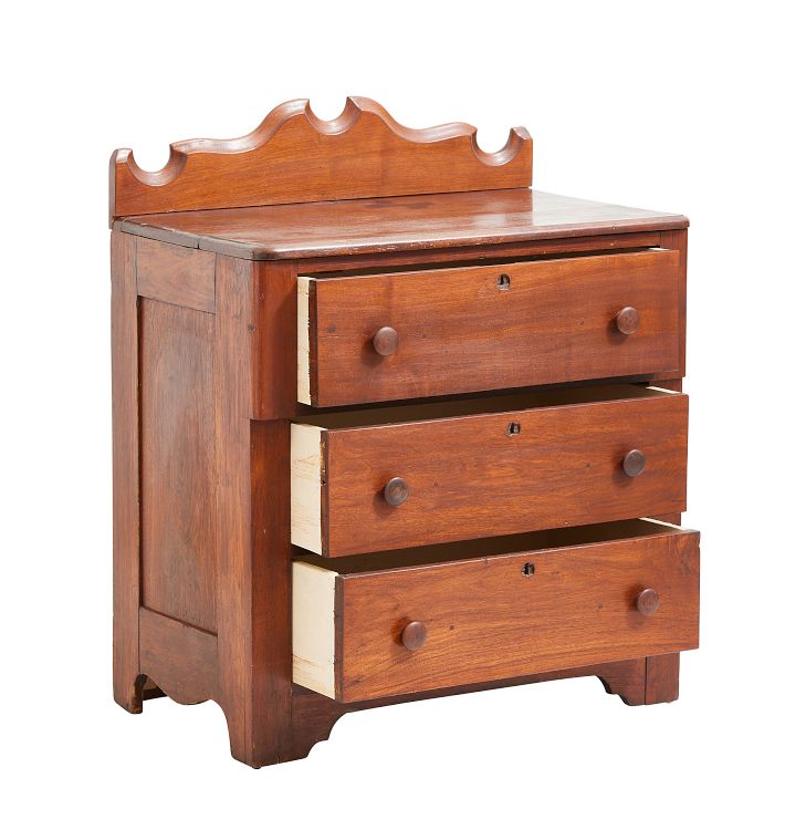 3 drawer dresser vintage Large French with White Knobs and Light Top Three spacious drawers for ample storage Intricate blue and cream floral damask pattern Vintage Old World Charm 3 Drawer