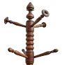 Vintage Traditional French Turned Wood 15 Peg Hall Tree with Tripod Base