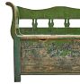 Vintage Traditional Hungarian Pine Box Green Painted Storage Bench