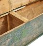 Vintage Traditional Hungarian Pine Box Green Painted Storage Bench