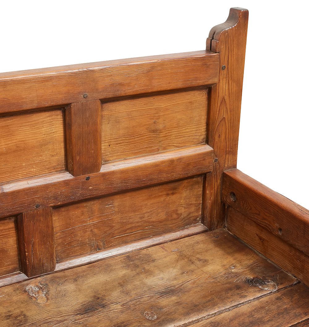 Vintage Traditional Spanish Oak Paneled Bench by Rejuvenation