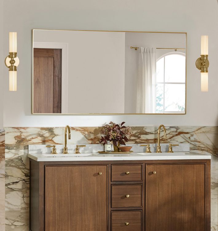 Thin Metal Frame Double Vanity Mirror, 60" x 30" - Oil-Rubbed Bronze