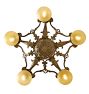 Vintage Classical Revival 5-Light Bare-Bulb Chandelier with Yellow Shades