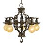 Vintage Classical Revival 5-Light Bare-Bulb Chandelier