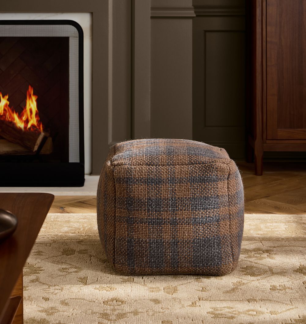 Plaid Wool Pouf by Rejuvenation