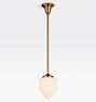Rose City 4" Fitter Rod Pendant, Heritage Brass - 36" - 8" Opal Fluted Doric Acorn Shade