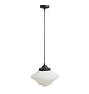Vintage Mid-Century Modern Pendant with Original 14" Opalescent Glass Schoolhouse Shade