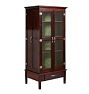 Vintage Dark Wood Display Cabinet with Glass Doors and Side Access