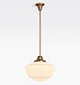 Rose City 6" Fitter Rod Pendant, Heritage Brass - 36" - 16" Opal Ogee Schoolhouse Shade