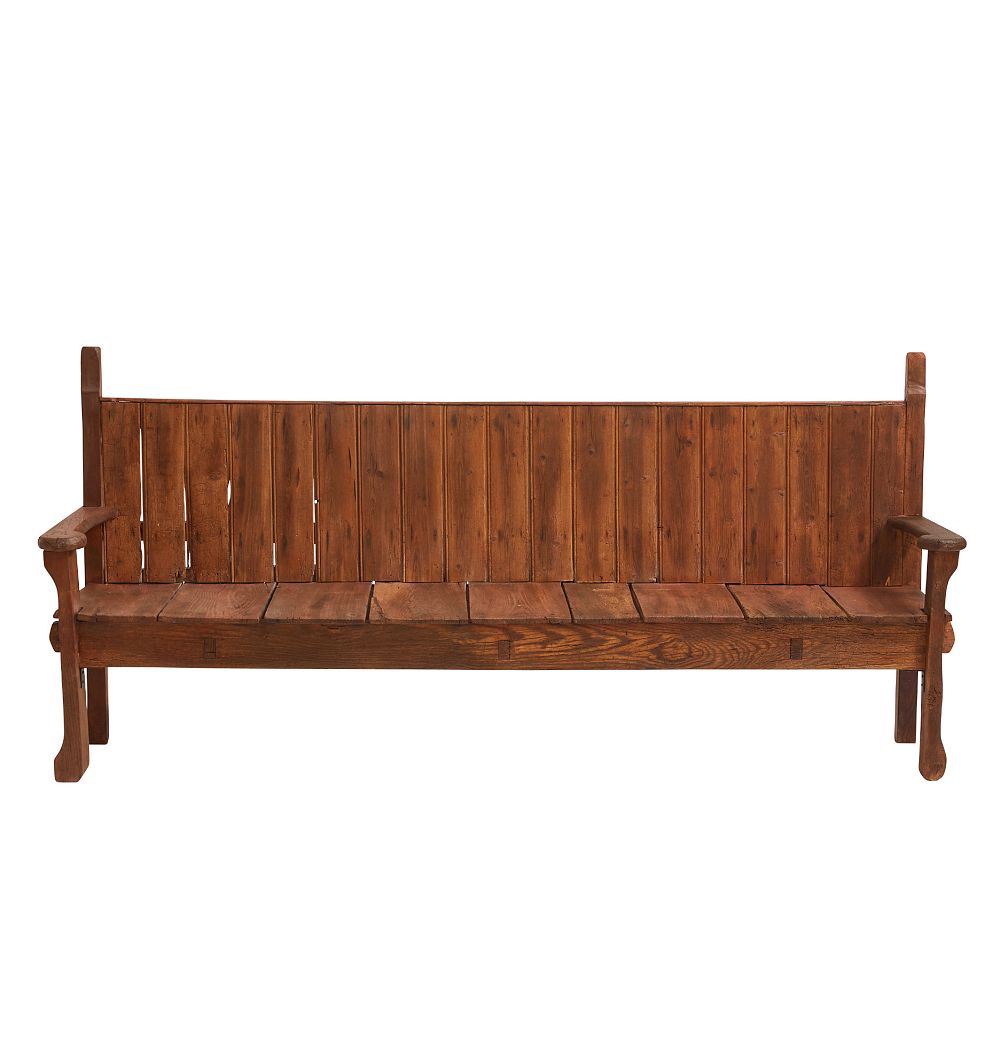 Beautiful Rustic Vintage Wooden Country Bench with High Back by Rejuvenation