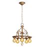Vintage Classical Revival 5 Arm Bare Bulb Chandelier with Mottled Texture