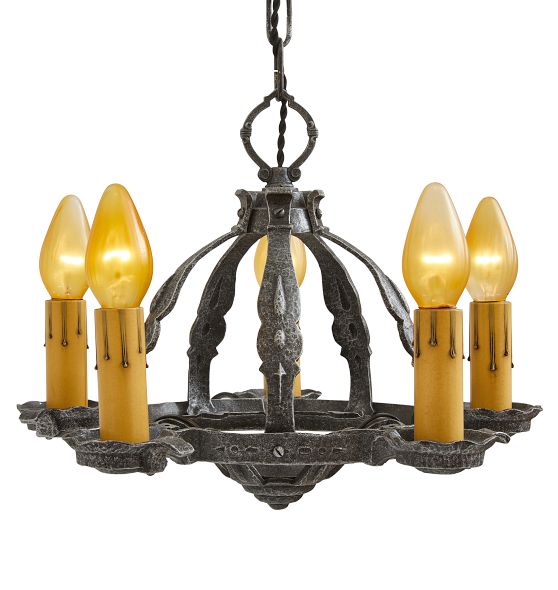 Vintage 5 Light Gothic Style Romance Revival Chandelier by Rejuvenation