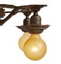 Vintage Classical Revival 5 Arm Bare Bulb Chandelier with Warm Brass Highlights