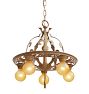 Vintage Classical Revival 5 Arm Bare Bulb Chandelier with Mottled Texture