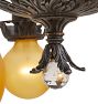 Vintage Classical Revival 5 Light Barebulb Chandelier with Cast Base and Faceted Crystal Finial