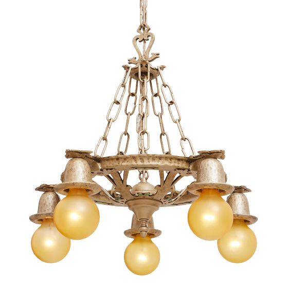 Vintage Classical Revival 5 Light Barebulb Chandelier with Cast Base by Rejuvenation