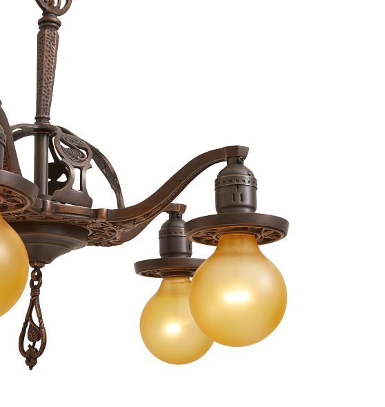 Vintage Classical Revival Cast 5 Light Barebulb Chandelier by Rejuvenation