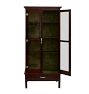 Vintage Dark Wood Display Cabinet with Glass Doors and Side Access