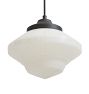 Vintage Mid-Century Modern Pendant with Original 12" Opalescent Glass Schoolhouse Shade