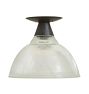 Oversized Vintage Industrial Semi Flush with 2 Piece Holophane Glass Shade