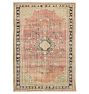 Vintage Turkish Hand-Knotted Wool Rug Floral Medallion Coral 6-1/2 x 9ft