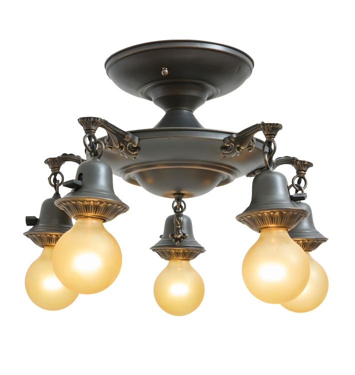 Vintage Classical Revival 5 Light Pan Semi Flush | Rejuvenation