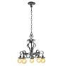 Vintage Classical Revival Steel and Brass Chandelier with Floral Motifs