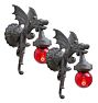 Vintage Classical Revival Cast Gargoyle Sonces with Red Globe Shade  Set of 2