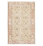 Vintage Turkish Hand-Knotted Wool Rug Allover Cream 6-1/2 x 10-1/2ft