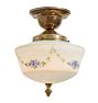 Flush Mount with Vintage Dainty Floral Painted Shade