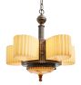 Vintage Art Deco 5 Light Chandelier with Fluted Slipper Shade and Lens