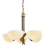 Vintage Art Deco 5 Light Chandelier with Slipper Shade and Linear Fluting