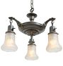 Vintage Classical Revival 3 Light Pan and Hanging Fineal Chandelier